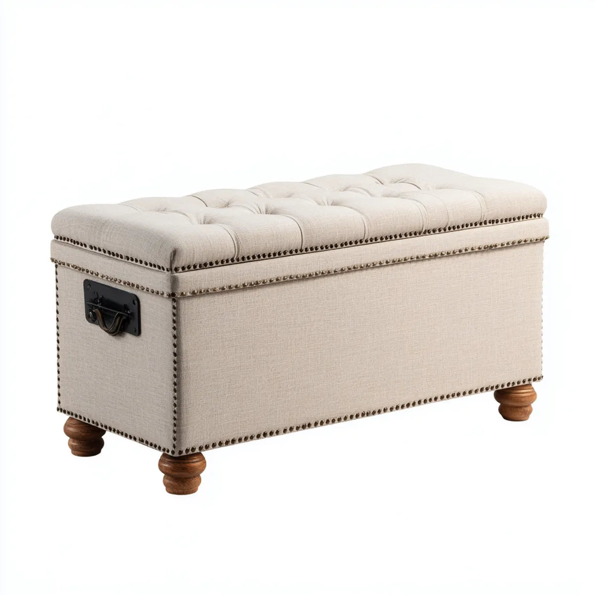 Sitzbank mit Stauraum Beige 110 x 45 x 50 cm Polyesterbezug Rechteckig