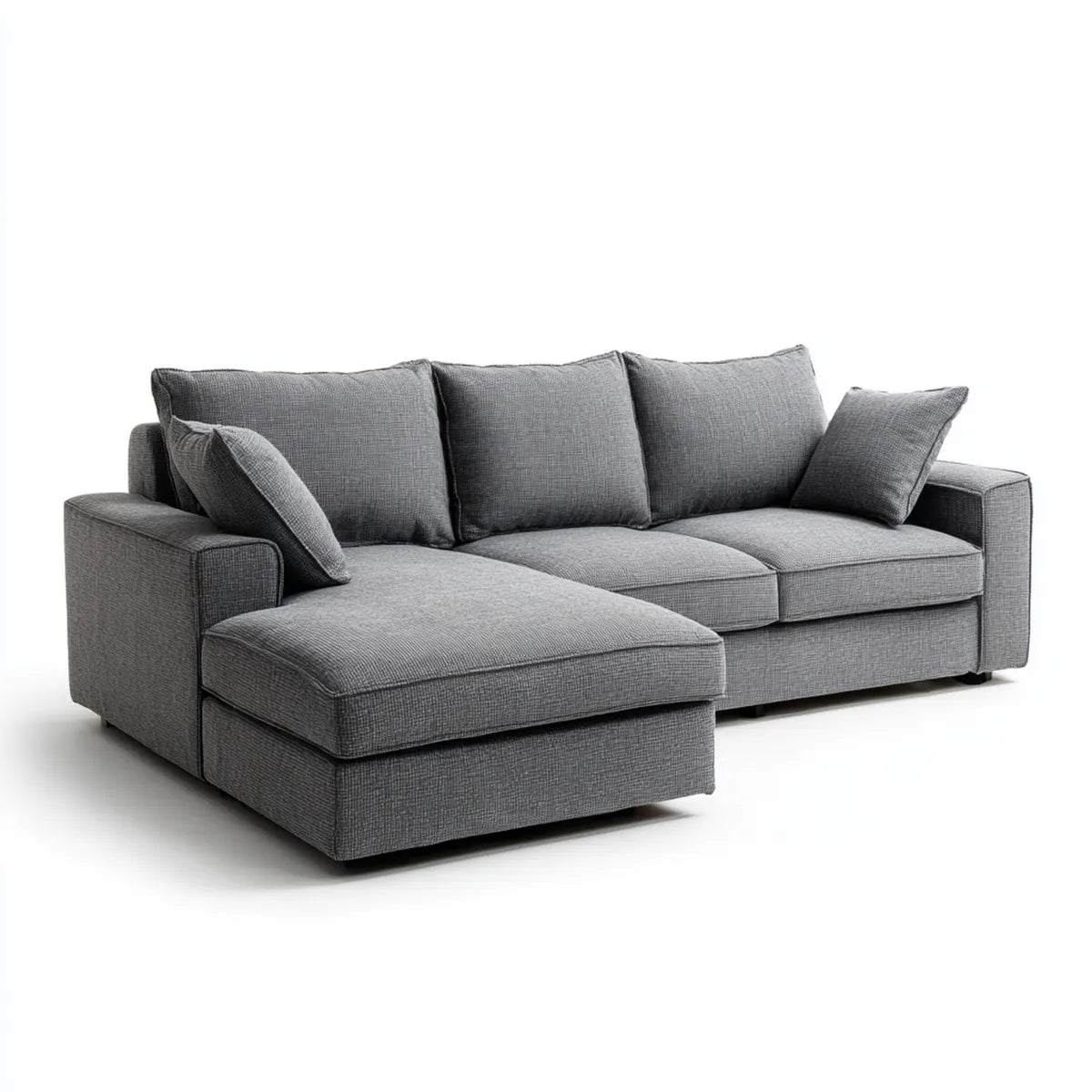 Ecksofa mit Recamiere links Grau 260 x 160 x 85 cm Polyester Schaumstoff