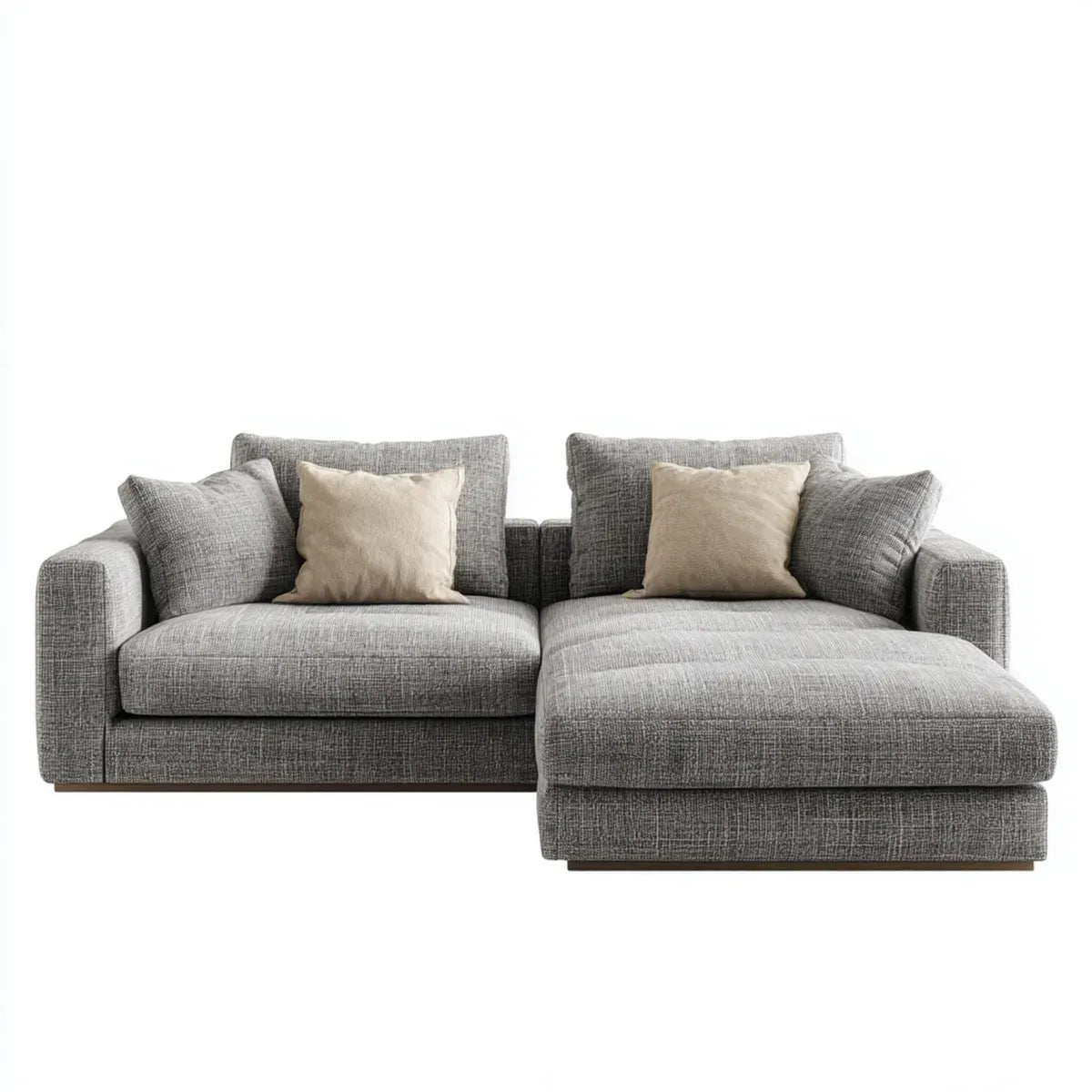 Ecksofa mit Recamiere Grau Beige 270 x 170 x 85 cm Polyester Webstoff L-Form