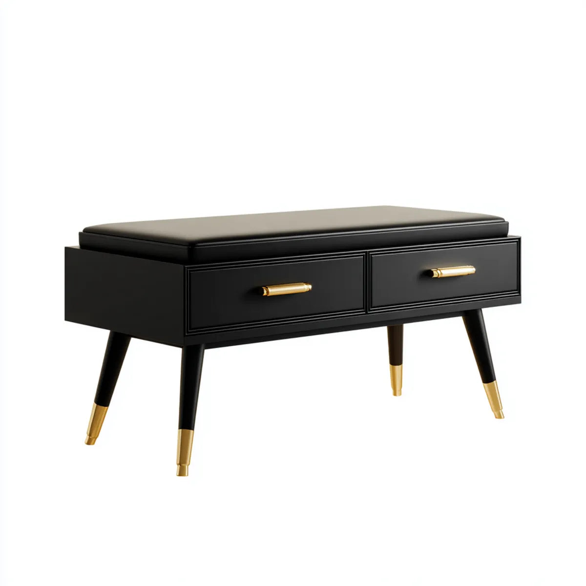 Flurbank mit 2 Schubladen Schwarz 100 x 35 x 50 cm MDF PU-Kunstleder rechteckig
