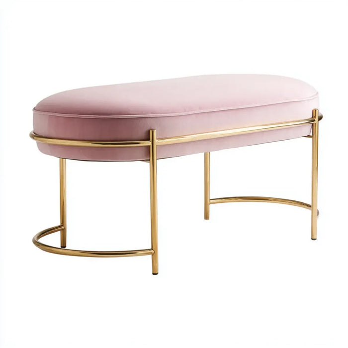 Polsterbank Schlafzimmer Rosa 100 x 40 x 45 cm Polyester-Samt Stahl Oval