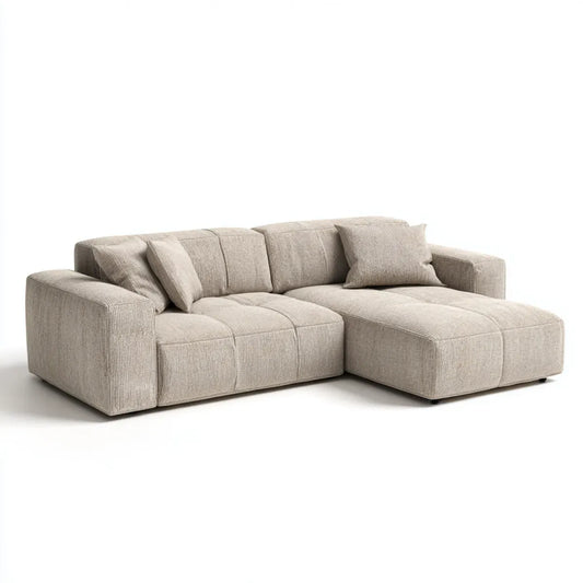 Ecksofa mit Recamiere rechts Beige 250 x 165 x 85 cm Polyester-Cordstoff L-Form