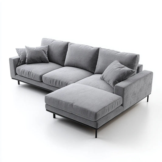 Ecksofa mit Recamiere rechts Grau 290 x 170 x 85 cm Polyester Rechteckig
