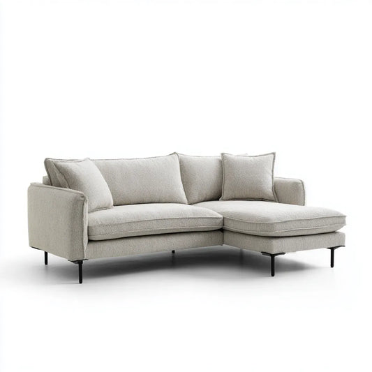 Ecksofa 3-Sitzer Hellgrau mit Recamiere 250 x 160 x 85 cm Polyester L-Form