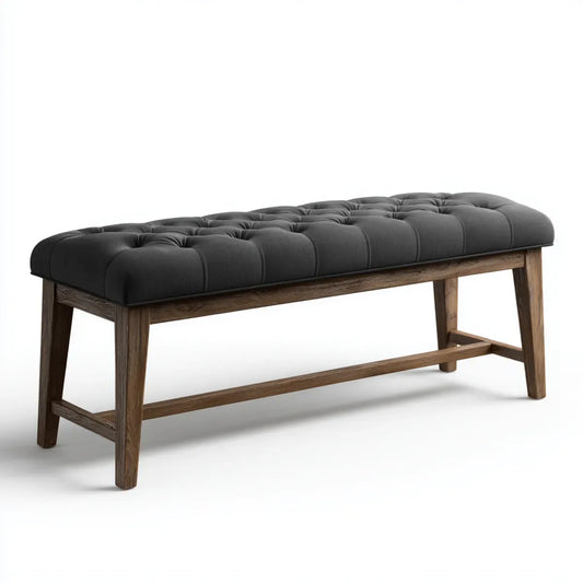 Bettbank Schwarz 120 x 40 x 46 cm Polyester Gummibaum-Massivholz Rechteckig