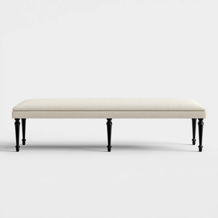 Gepolsterte Bettbank Beige 150 x 45 x 48 cm mit Polyesterbezug und Massivholzbeinen Rechteckig
