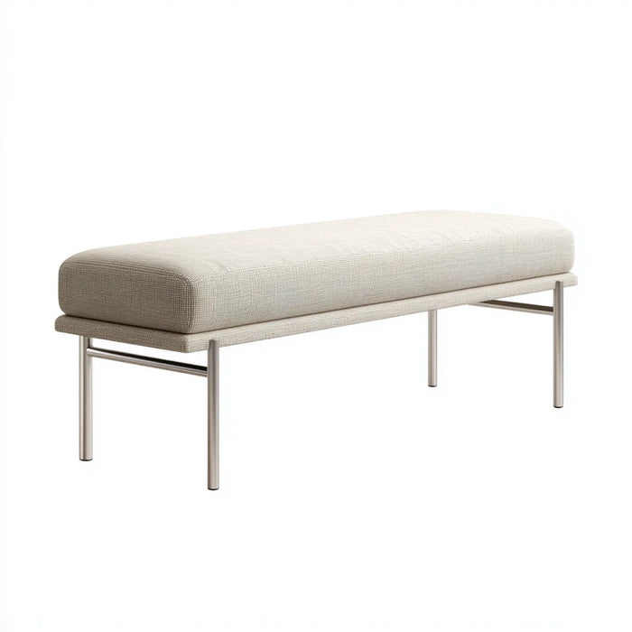 Polsterbank Schlafzimmerbank Beige 120 x 40 x 45 cm Polyester Schaumstoff Edelstahl Rechteckig