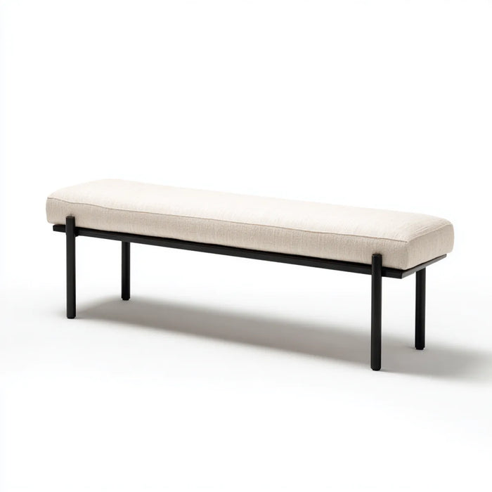 Gepolsterte Flurbank Beige 120 x 40 x 45 cm Polyester Stahl Rechteckig
