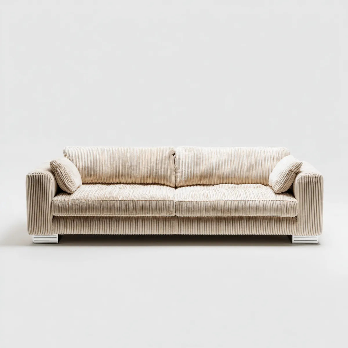 3-Sitzer Sofa Beige aus Polyester-Cord Rechteckig 210 x 90 x 85 cm
