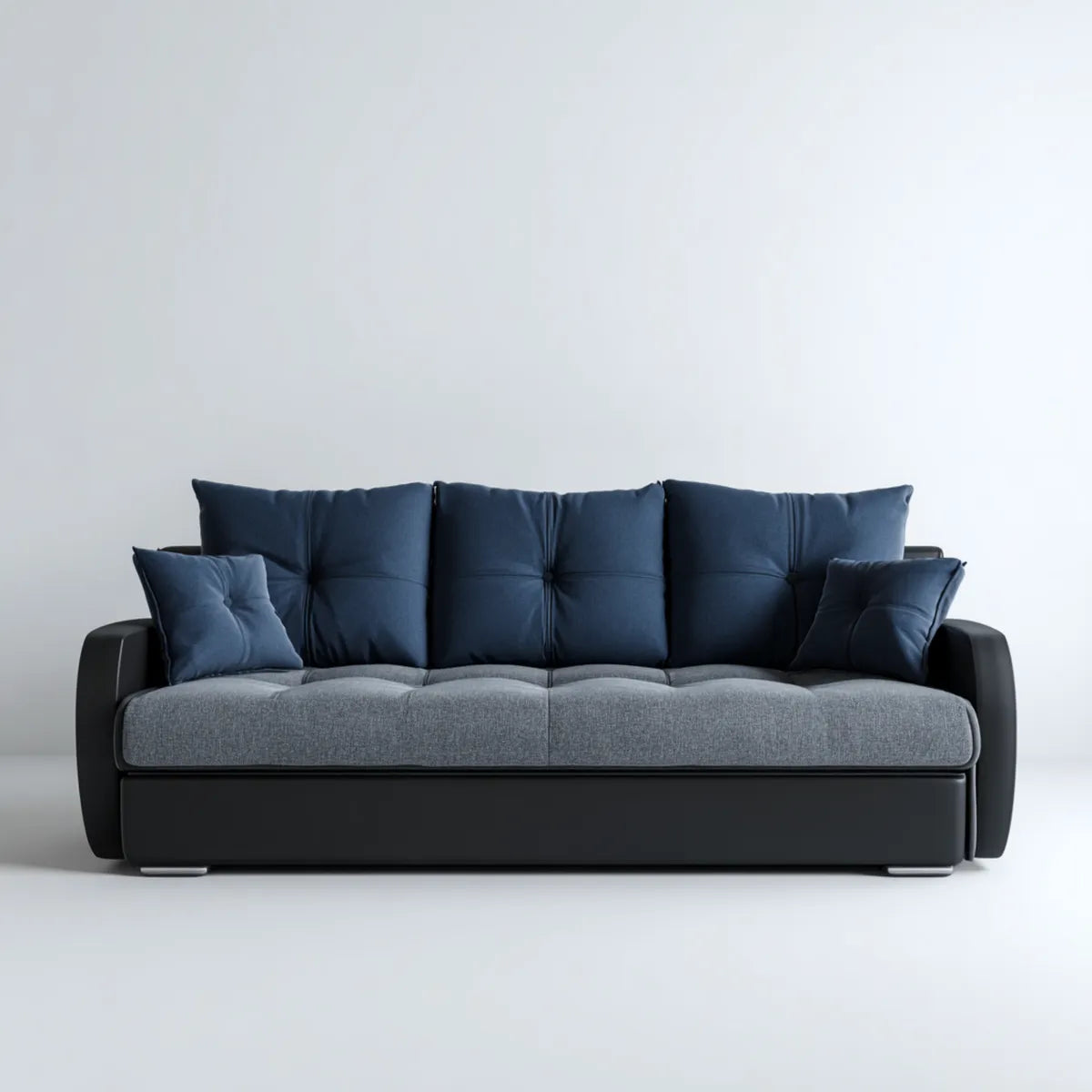 3-Sitzer Sofa Dunkelblau Grau mit Polyesterbezug rechteckig 210 x 90 x 88 cm