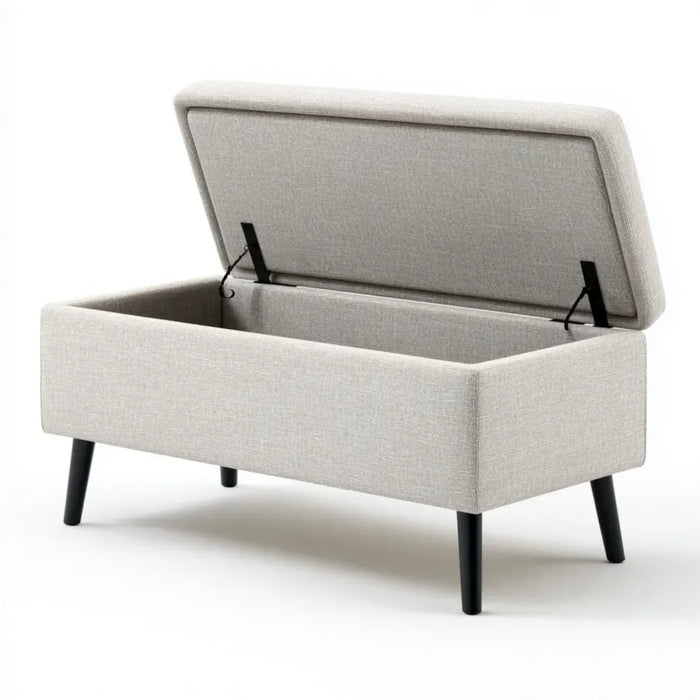 Polsterbank mit Stauraum Hellgrau 100 x 40 x 45 cm Polyester Rechteckig