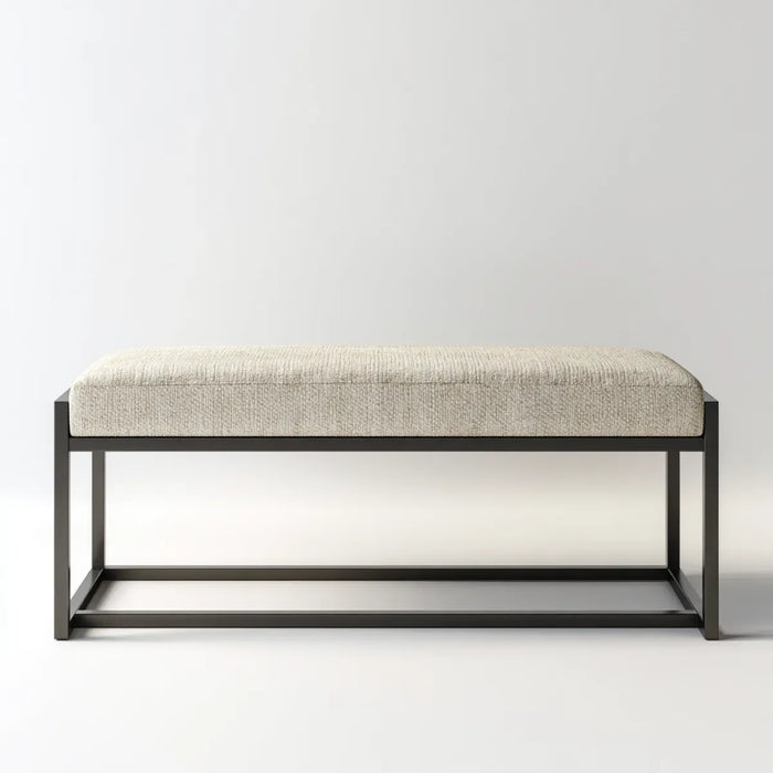 Gepolsterte Flurbank Beige Schwarz 100 x 35 x 45 cm mit Schuhablage Stahl Rechteckig