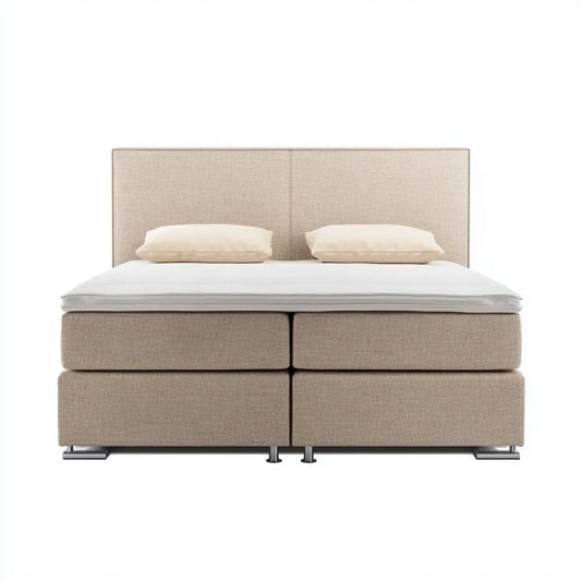 Boxspringbett Doppelbett Beige 180 x 200 cm Polyester Rechteckig