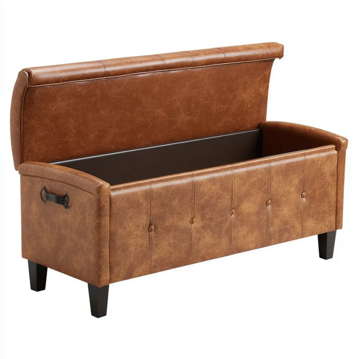 Sitzbank mit Stauraum Cognacbraun 111 x 34 x 37 cm Kunstleder Rechteckig