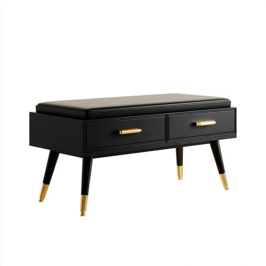 Flurbank mit 2 Schubladen Schwarz 100 x 35 x 50 cm MDF PU-Kunstleder rechteckig