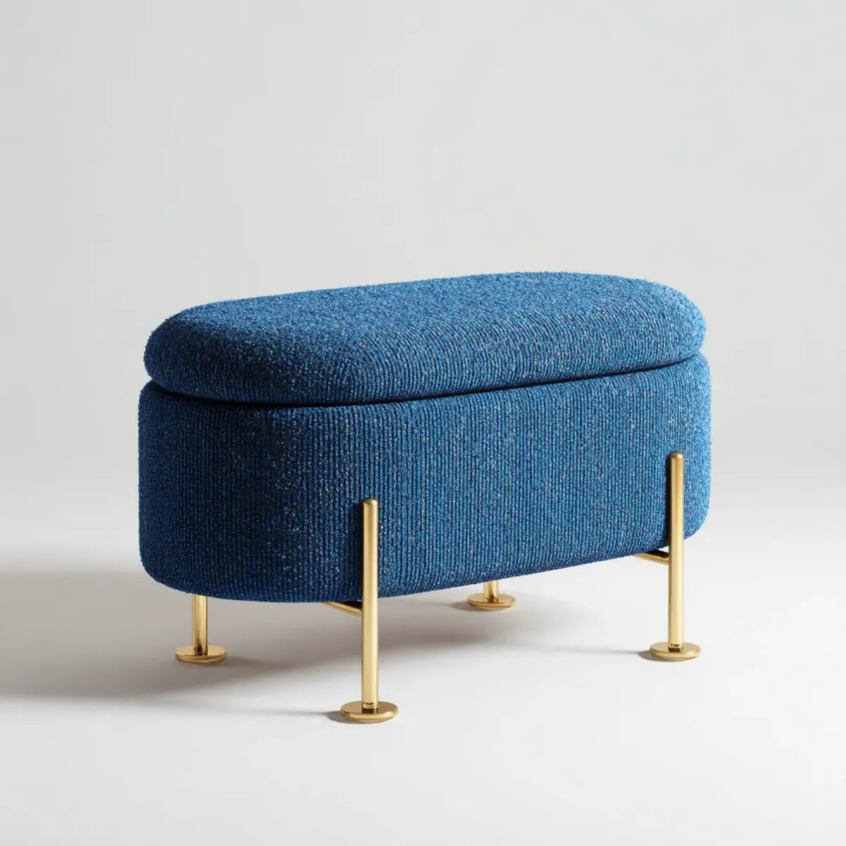 Bettbank mit Stauraum Blau 100 x 40 x 48 cm Polyester Rechteckig